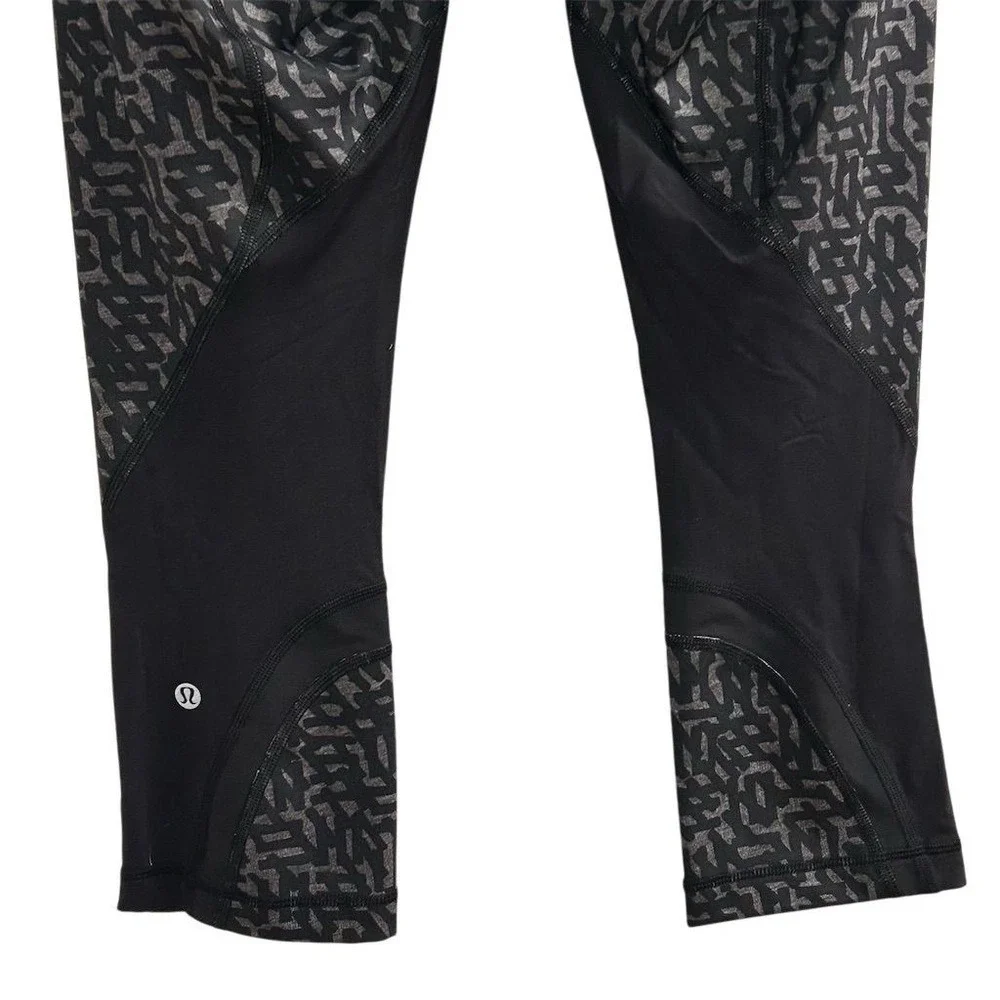 Lululemon Women's Black Inspire Crop Leggings Size 8 Running Yoga‎ Gym